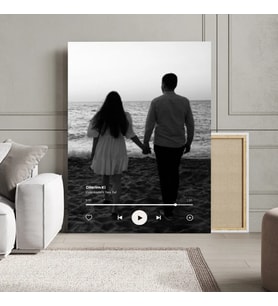 Aşk Temalı Şarkılı 1 Fotoğraflı Kanvas Tablo