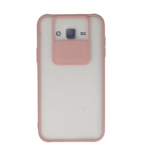 Samsung Galaxy J7 Kılıf Palm Buzlu Kamera Sürgülü Silikon - Pembe