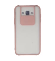 Samsung Galaxy J7 Kılıf Palm Buzlu Kamera Sürgülü Silikon - Pembe