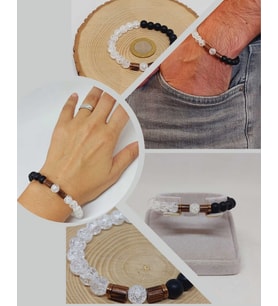 Necef & Oniks Taşı 8mm Unisex Tasarım Bileklik Hawaii Model (3617)