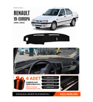 RENAULT 19 EUROPA (1996-2003) Uyumlu Torpido Örtüsü Torpido Kılıfı - Siyah Gri