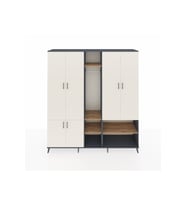 Hyperion Dolap 15 Raflı 5 Kapaklı Tek Askılı 220x44x243 Antrasit-Aytaşı/Çam