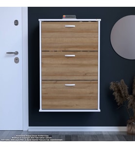 Modilayn VARBİ Asma Antre Hol 72x115x26 cm’ lik 3 Düşer Kapak 6 Göz Bölmeli Ayakkabılık