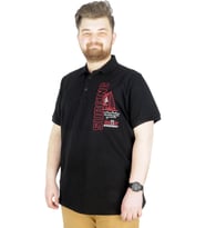Mode XL Büyük Beden T-Shirt Polo Surfing 22328 Siyah