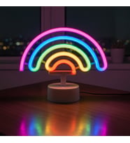 Plastik Gökkuşağı Neon LED Işık – Dekoratif Renkli Masaüstü ve Ambiyans Aydınlatması (5343)
