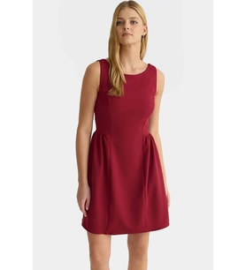 Kadın A Line Mini Elbise 87% Polyester 13% Elastan Yazlık Modern Stil Özel Tasarım Şık Görünüm (Bordo)