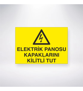 Elektrik Panosu Kapaklarını Kilitli Tut 21x28 Arkası Yapışkanlı Levha
