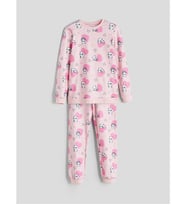 LCW Kids Pembe Bisiklet Yaka Baskılı Kız Çocuk Pijama Takımı