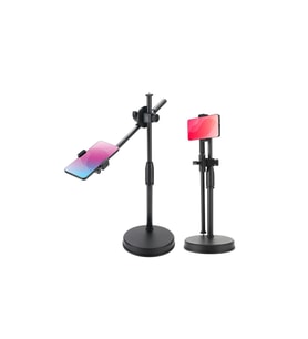 Döner Masaüstü Tripod Telefon Tutucu ve Ring Light Uyumlu Siyah