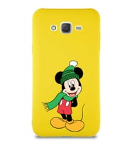 Samsung Galaxy J7 Core Soft Premier Kapak Mickey Mouse-G Tasarımlı Silikon Kılıf - Sarı (Şeffaf)