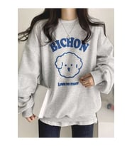 Unisex Love Me More Baskılı Oversize Sweatshirt (Gri)