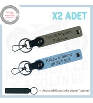 Motorcu Sevgiliye Özel Hediye İsim Ve Plaka Yazılı x2'li Anahtarlık Set, Kül Gri-Gök Mavi-Laci