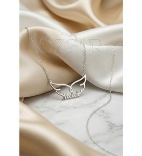 925 Ayar Gümüş Kanatlı İsimli Kolye