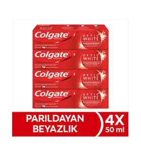 Colgate Optic White Parıldayan Beyazlık 50 ml x4 Adet + Extra Clean Colors Diş Fırçası 3+1