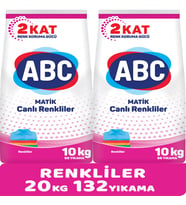 Abc Matik Toz Çamaşır Deterjanı 20Kg (2PK*10KG) Canlı Renkler (132 Yıkama)
