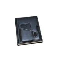 Deri Defter Günlük Journal Ajanda Tarihsiz Çizgili Telefon Kılıflı 160 Yaprak Vegan 17x24 cm (Siyah)