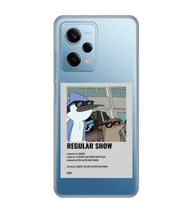 Redmi Note 12 Pro 5G Uyumlu Regular Show Mordecai ve Rigby Desenli Şeffaf Telefon Kılıfı
