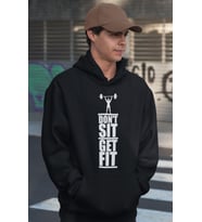 Dont Sit Get Fit Bodybuilding Fitness Baskılı Unisex Oversize Hoodie