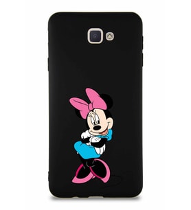 Samsung Galaxy J7 Prime Soft Premier Kapak Minnie Mouse-D Tasarımlı Silikon Kılıf - Siyah (Şeffaf)