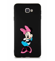 Samsung Galaxy J7 Prime Soft Premier Kapak Minnie Mouse-D Tasarımlı Silikon Kılıf - Siyah (Şeffaf)