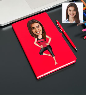 Kişiye Özel Yogacı Tasarımlı Karikatür Defter Ve Kalem Seti 49