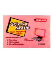 Bigpoint Yapışkanlı Not Kağıdı 75x50mm Neon Kırmızı x 12 Adet