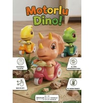 Bas-Git Sürtmeli Dinozor Motosiklet Oyuncak - Eğitici Ve Eğlenceli Dino Figürlü Araba (Pilsiz)