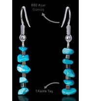 Sertifikalı Kırık Taşlı Model Firuze Taşı Küpe (Turkuaz)
