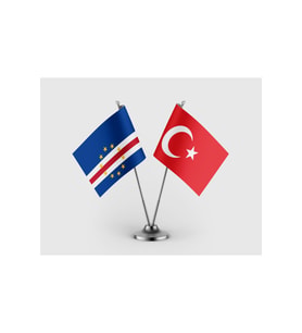 Yeşil Burun Adaları ve Türkiye Bayrağı İkili Saten Masa Bayrağı Takımı