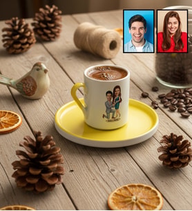 Kişiye Özel Karikatürlü Evlenme Teklifi Sevgililer Türk Kahvesi Fincanı Sevgililer Günü Hediyesi