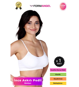 #Büstiyer Dikişsiz Seamless Kadın Esnek Yumuşak Kumaş İp İnce Askılı Pedli Spor Büstiyer - 1 Adet (Beyaz)
