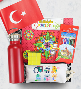 Matara & Mandala & Zeka Küpü & Faber Castell Kuru Boya & Kalemlik & Bayrak Hediye Seti
