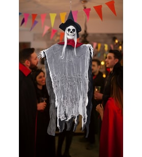 Halloween Cadılar Bayramı İskelet Korkuluk Şapkalı Saçlı 100 Cm Korku Aksesuarı