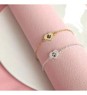 Kişiye Özel 925 Ayar Gümüş Evcil Hayvan Pati İzi Bileklik (Gold)