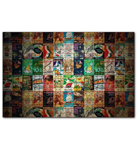 Cakapuzzle Film Afişlerinden Oluşan Kompozisyon  Puzzle Yapboz MDF (Ahşap) (120 Parça)