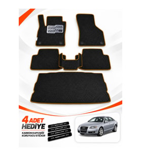 e-biz AUDİ A6 (2008-2011) Uyumlu EVA Oto Paspas Bagaj Paspası Dahil Metal Topukluklu Siyah-Kahverengi