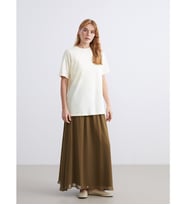 LCW Modest Haki Beli Lastikli Kloş Etek