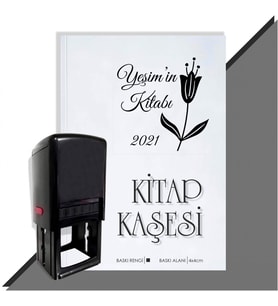 Kişiye Özel Çiçek Buketi 15 2021 Otomatik Kitap Kaşesi (Siyah)