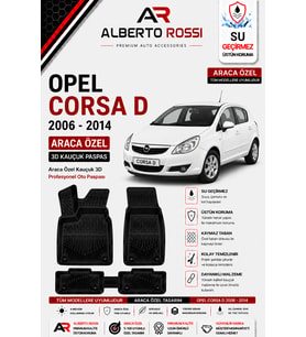 OPEL CORSA D 2006 - 2014 Araca Özel Kauçuk 3D Profesyonel Oto Paspası