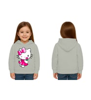 Unisex hello kity  Baskılı Çocuk Swaetshirt  Baskılı Kapüşonlu 3 İplik Şardonlu (Gri)