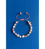 Pembe Beyaz Opal Bileklik Makrome Ayarlı 669-4