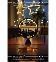 Uçan Noel Baba Yılbaşı Süsü Lambası, Pilli, Fonksiyonlu, Premium Seri (Krem)