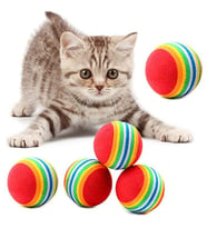 3lü Gökkuşağı Sünger Kedi Köpek Çiğneme Oyun Topu 4,2 cm (5343)