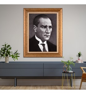 Altın Varaklı Paspartulu Çerçeveli Tablo rv1003