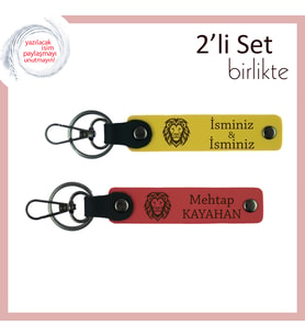 Aslan Motifli Seçkin Erkek Hediyesi, Cesur Ruhlara Özel Yazı Eklenebilir Set, Sarı-Nar Çiçeği