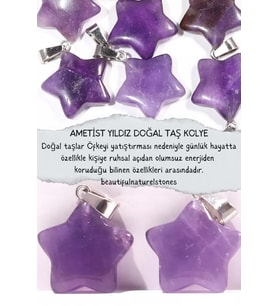 Ametist Yıldız Doğal Taş Kolye ( Yaşam Sevinçi )