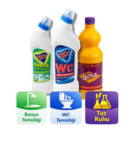 Birka 3’lü Temizlik Seti  WC Tuvalet 750 ml + Banyo Temizleyici 750 ml + Tuz Ruhu 1 kg
