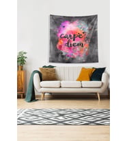 Multirenk Carpe Diem Leke Tutmaz Kadife Kumaş Duvar Örtüsü Duvar Halısı Tapestry (Pembe)