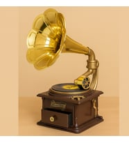 Nostaljik Büyük Boy Çekmeceli Kahverengi Gramofon Müzik Kutusu – Mekanik Kurmalı, Dekoratif ve Hediyelik (Karışık)