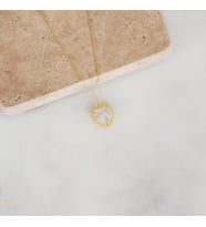 Gümüş Kalpli Aşk Kolye Sedef Taşlı (Gold)